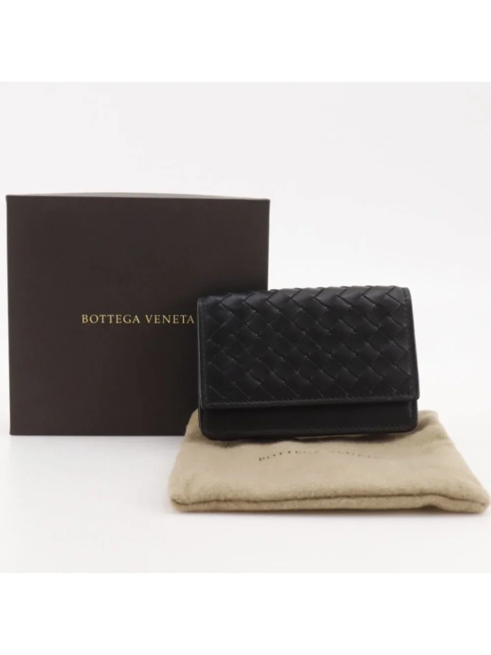 Bottega Veneta Card Case Calf Black Business Holder